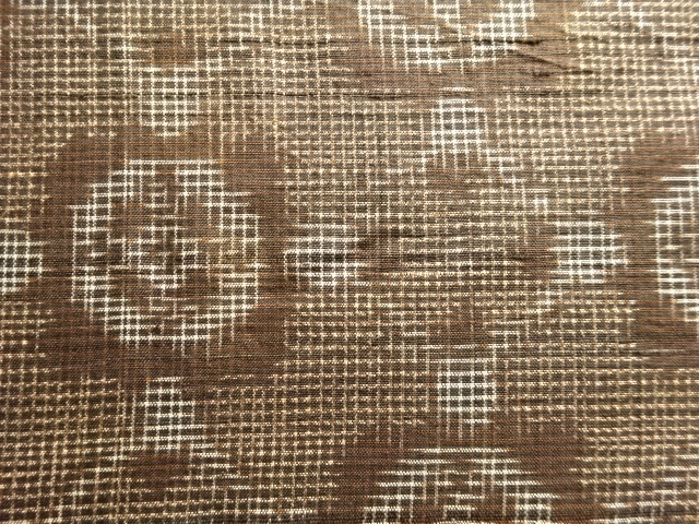 JAPANESE KIMONO / ANTIQUE KIMONO / SILK / DORO OSHIMA TSUMUGI / WOVEN ABSTRACT PATTERN